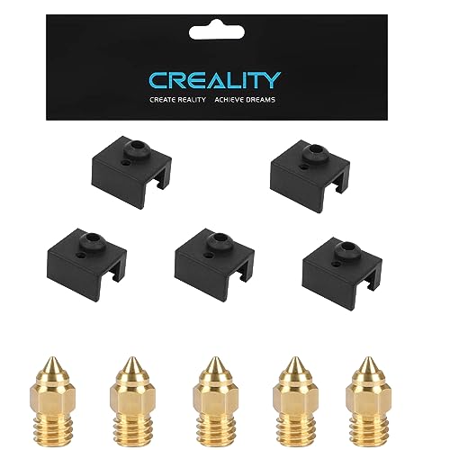 Creality 5 STÜCKE FDM 3D Drucker Heizblock Silikonsocken und 5 STÜCKE 0,4 mm Düsen für Hotend Ender 3 S1, S1 Pro, S1 Plus, CR-10 Smart Pro