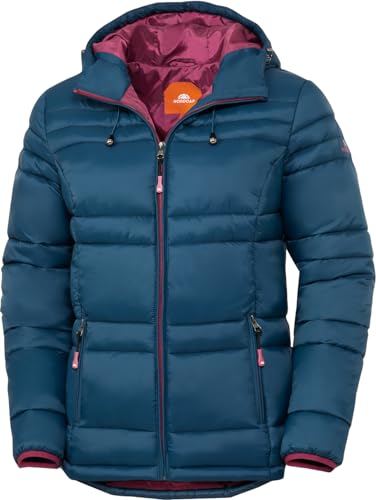 NORDCAP Steppjacke Damen, leichte Winterjacke, warm mit Kapuze, 100% Wattierung, ideal für kalte Tage,Blau, Gr. 36