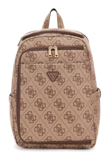 GUESS Rucksack Freizeitrucksack mit Laptopfach U-Zip Backpack Latte Logo/Brown hellbraun