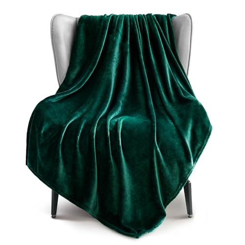 Exclusivo Mezcla Kuscheldecke Fleece Decke für Couch, Superweiche und Warme Sofadecke Wohndecke für Ganzjahreszeit, Plüsch und Leicht, 130 x 170 cm, Dunkelgrün