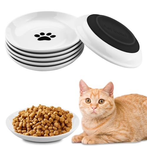 Futternapf Katze, Vexillic 6 Stück Katzennapf Keramik Katzenfutter Napf mit Rutschfestem Silikonboden, Fressnapf Katze für Katzen Kätzchen Hunde