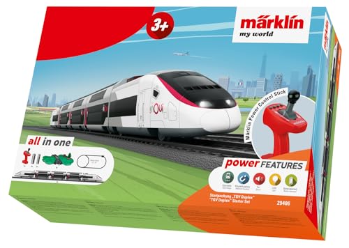 Märklin My World Spielzeugeisenbahn Startpackung “TGV Duplex” 29406 - Französische Zug 63 cm mit elektrischer Steuerung - Elektrischer Hochgeschwindigkeitszug mit Stickern für Kinder ab 3 Jahren