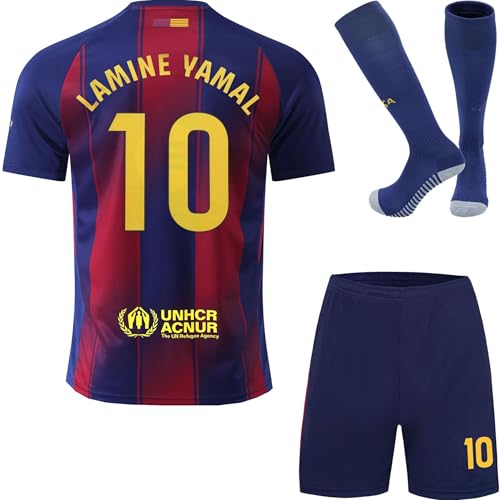 DMDMK Barca Yamal #10 2025/2026 Heim Trikot Shorts und Socken Kinder und Jugend Größe (Heim, 26 (8-9 Jahre))