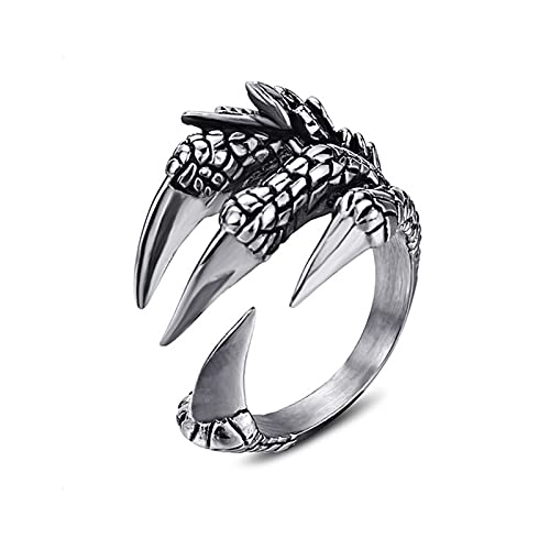 KONFEN Drachenklaue Ring Silber Damen Herren, Verstellbar Offener Ringe, Daumenring Modeschmuck Ringe Zeigefinger Ring Fußringe Silber, Retro Wikinger Schmuck Geschenke für Damen Herren Unisex