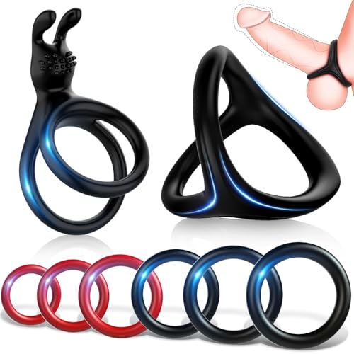 Dreieckiger Penisringe,Pleasure Ring Set 5 Cockringe Silikon Cockringe Hodenringe für Eine Härtere und Längere Erektion Erotisches Sexspielzeug für Paare Passend für Jede Größe Penis Ring Schwarz