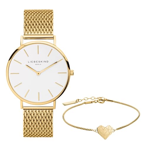 Liebeskind Berlin Set aus Armbanduhr und Armband LS-0103-MQB IP gold