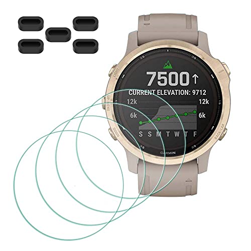 MTHGH Schutzfolie für Garmin Fenix 6S/ 6S Pro/ 6S Sapphire GPS Smartwatch Displayschutzfolie [4 Stück] + Anti-Staub-Stecker 5 Stück, Glas 9H Härte Anti-Kratzer Blasenfreie Ultradünne Panzerfolie