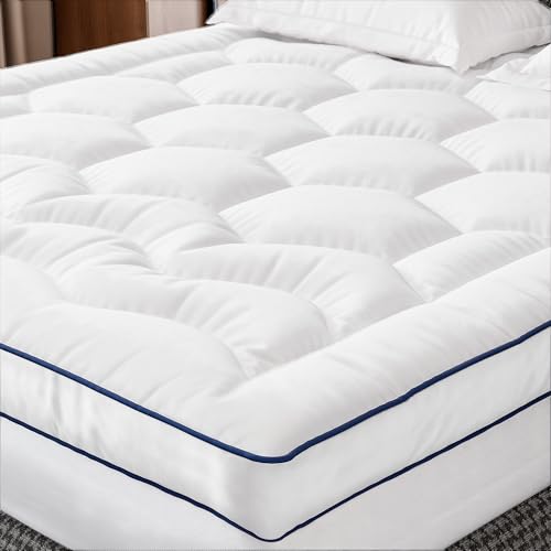 Dicke Matratzenauflage 140x200cm 8cm hoch, 9D+3D Faser Matratzentopper mit tiefen Taschen, weich gesteppt, maschinenwaschbar, langlebig