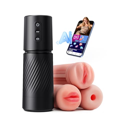 Tauara Masturbieren für Männer Masturbator AI-Interaktion, 3 Hülle Sex Spielzeug für die Männer, Taschenmuschi Sexspielzeug mit 10 Dual-Vibrations 10 Saugen, APP Masturbatoren Vibratorensets Sex Toys