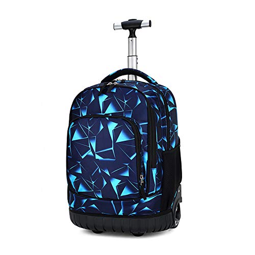 BOZONLI Trolley Rucksack Jungen Trolley Schultasche mit Rollen Rucksack Schultrolley Rucksäcke Schulrucksack Schulranzen mit Rollen, Blaue Geometrie