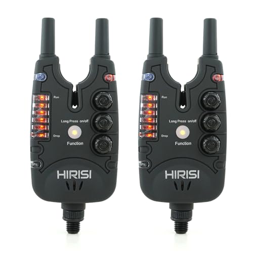 Hirisi Tackle Wasserdichter Bissanzeiger zum Karpfenangeln, mit 9 LEDs und Lautstärkeregler, Empfindlichkeitseinstellung, Angelzubehör (schwarz - 2)
