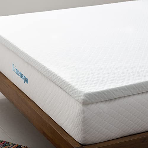 Linenspa Matratzen Topper 120 x 190 cm, 5cm hoch – Matratzenauflage mit Gel Memory Foam und waschbarem Bezug mit Reißverschluss – Öko-Tex, Weiß