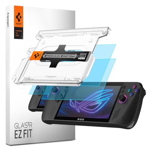 Spigen Glas.tR EZ Fit Schutzfolie kompatibel mit ASUS ROG Ally X (2024), 2 Stück, Schablone für Installation, Kristallklar, Kratzfest, 9H Härte Folie