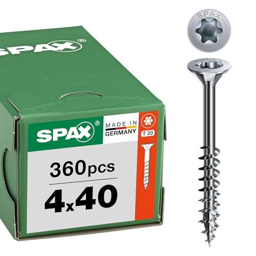 SPAX Universalschrauben 4 x 40mm, 360 Stück - Holzschrauben, Teilgewinde, Senkkopf, T-STAR plus T20, 4CUT Spitze, WIROX Beschichtung - 8000000276767