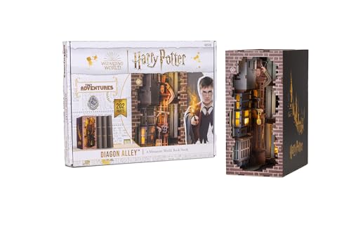 Revell Modellbausatz Tiny Adventures I Diagon Alley Harry Potter I 3D Miniaturhaus I Book Nook Holz Buchstütze I Geburtsagsgeschenk für Fans I Buchstütze Harry Potter