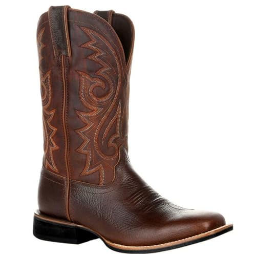 newrong Große Cowboystiefel, große Größe, Stickerei, Vintage, für Herren und Damen, braun, 43.5 EU