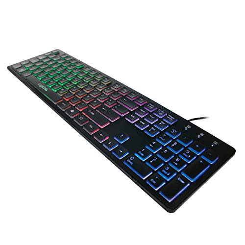 LogiLink beleuchtete Tastatur QWERZ (deutsches Layout), LED Regenbogen-Hintergrundbeleuchtung, USB Anschluss,