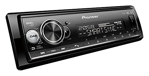 Pioneer MVH-S520DAB-AN inklusive DAB-Antenne, 1-DIN-Autoradio mit DAB+, rot, deutsche Menüführung, Bluetooth, US, AUX-Eingang, iPod/iPhone-Direktsteuerung, Freisprecheinrichtung, Smart Sync
