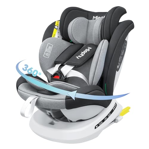 Miophy I-Size 360°drehbar Kindersitz, Gruppe 0+1/2/3, 0-12 Jahre, 40-150 cm, Baby Autositz mit isofix