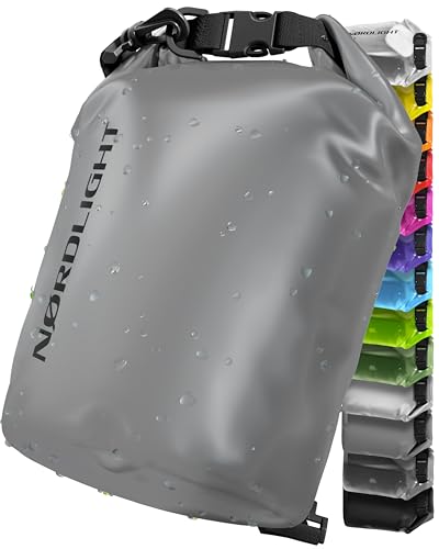 Nordlight Dry Bag 2L Wasserdichter Beutel - (Grau) Wasserdichter Packsack Mit Roll Top Verschluss Und Schultergurt | Schwimmen, Baden, Strand, Kanu, Stand Up Paddling, Tauchen