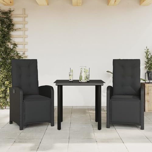 Homgoday Gartenm?Bel Set mit PE-Rattan Stühlen & Glas Tisch - Bequem & Wetterfest Model3212535