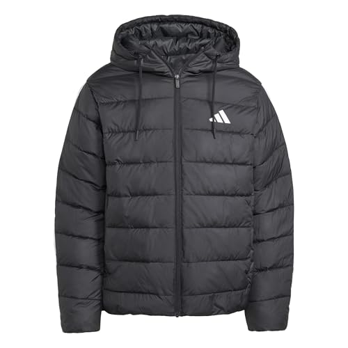 adidas Men's Essentials CLIMAWARM 3 Stripes Synthetic Down Hooded Jackets, black, XL