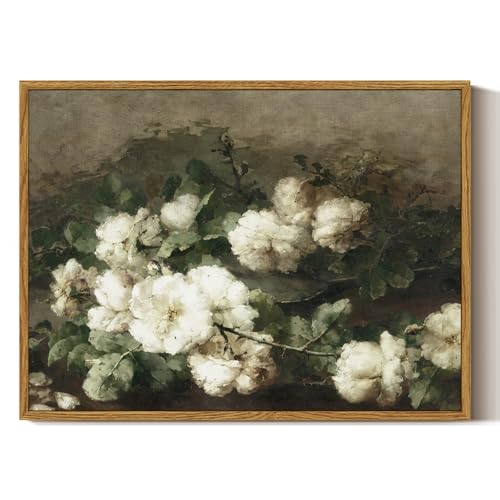 ARPEOTCY Leinwand Bilder mit Rahmen, Klein Vintage Wanddeko, Wandbilder Wohnzimmer Schlafzimmer Badezimmer Küche, Bauernhaus Zimmer Deko Aesthetic, Blumen kunstdrucke Painting, 40x30cm