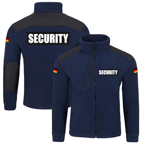 LOCO Security Fleecejacke Herren – Funktionale Arbeitsjacke aus warmem Polar-Fleece mit Aufdruck vorne & hinten, ideal für Sicherheitsdienst, Wachschutz & Freizeit, wahlweise mit Deutschlandflagge