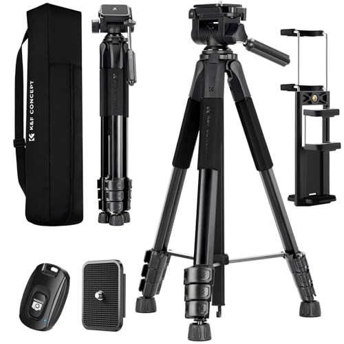 K&F CONCEPT Kamerastativ S254A3+BV01, Leichtes Stativ mit Tasche,172cm Handystativ,Tripod für Canon Nikon Sony Kamera/DSLR/Camcorder,Stativ für Smartphone,Reisestativ mit Handy-Tablet-Halterung