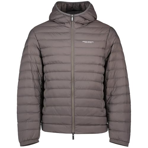 Armani Exchange Men's Essential, Long Sleeve Padded Side Lettering Logo Jacket, Grey, M