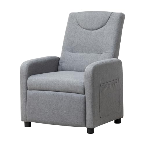 Thanaddo Relaxsessel Fernsehsessel Ruhesessel mit Liegefunktion, Einzelliege Sessel 140° Verstellbarer Rückenlehne, Ergonomisch Lounge Sessel bis 160 kg für Wohnzimmer Heimkino, Leinen Grau