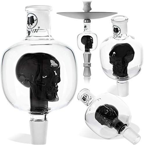DILAW® Shisha Molassefänger Totenkopf Bunt (aus Glas für (Schliff 18/8) - Wasserpfeife, Vorkühler-Aufsatz Skull Wasserpfeife | Black