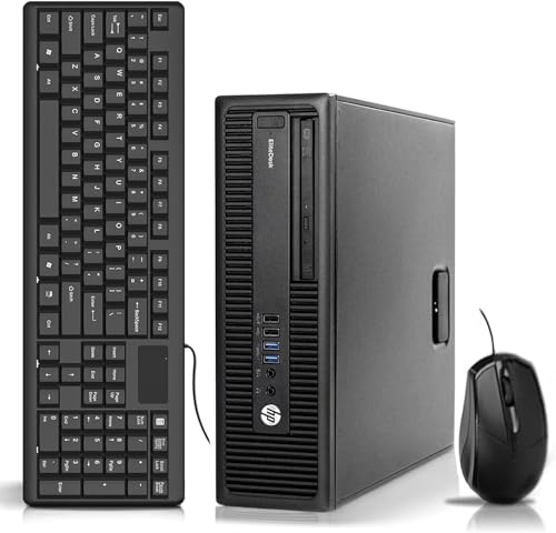 HP EliteDesk 800 G2 SFF Desktop PC, Intel Core i5-6500, 8 GB RAM, 256 GB SSD, US-Tastatur, WiFi, Bluetooth, Windows 11 Pro (Generalüberholt)