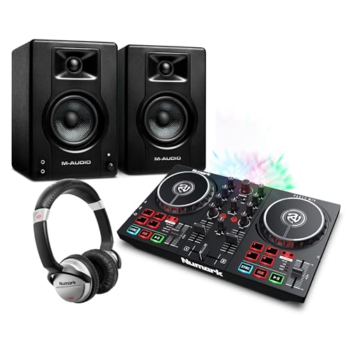 Anfänger DJ Set - DJ Controller Set mit DJ-Lichtern, Aktive 120-Watt Lautsprecher und Einsteiger DJ Kophörer
