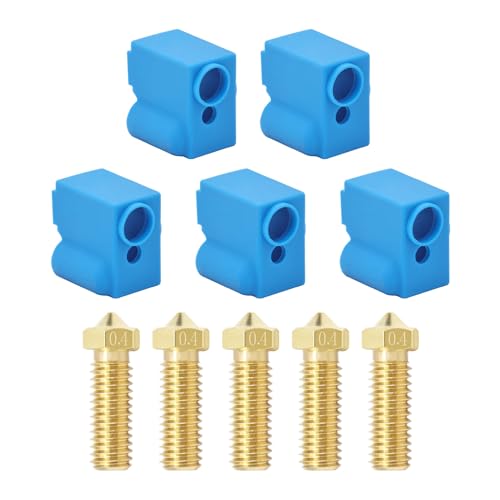 LANKEGU 5 Stück Düsen und Silikonsocken für Anycubic Vyper, Kobra Plus, 3D-Druckerteile. 5 Stück 0,4 mm Messingdüsen und Silikonsocken für Vyper, Kobra Plus, Kobra Max FDM 3D-Drucker