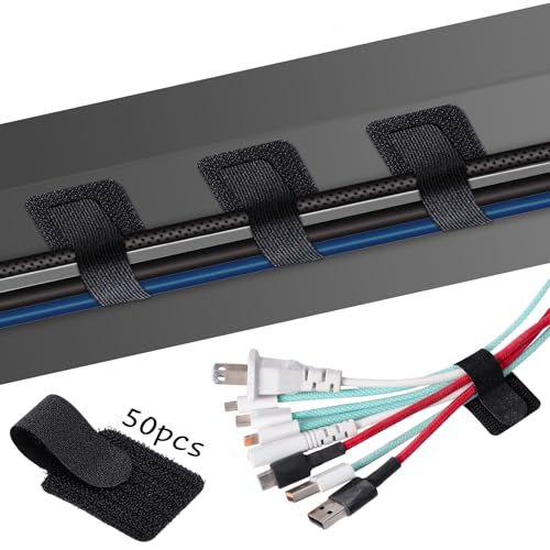 50 Stück Kabelmanagement Schreibtisch, 3 x 9 cm Kabelbinder Selbstklebend Kabelhalter Wiederverwendbarer für Zuhause Büro Schule