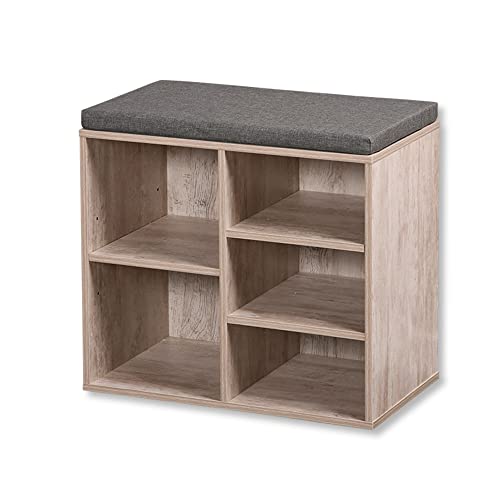 Kesper | Schuhschrank mit Sitzkissen, Material: Faserplatte, Maße: B51,5 x H48 cm x L29,5 cm, Farbe: Weiß gekälkt | 15911