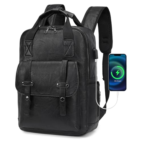 SUCIKORIO 40x30x15cm British Airways Air France Reiserucksack Handgepäck Flugzeug, Wasserdicht PU Leder Handgepäck Travel Rucksack mit 14 Zoll Laptopfach Daypack Mit USB Anschluss für Damen, Herren