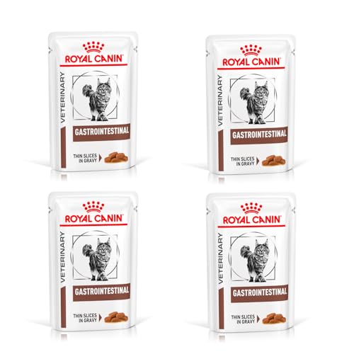 Royal Canin Veterinary Gastrointestinal | 4er Pack | 4 x 12 x 85 g | Nassfutter für ausgewachsene Katzen | Feine Stückchen in Soße | Bei Resorptionsstörungen des Darms