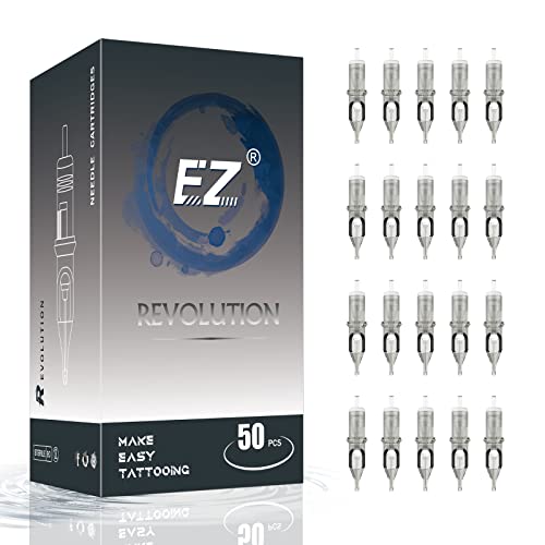EZ Tattoo Nadeln Set - 50 Stück #10 Gemischt (3RL 5RL 7RL 9RL 11RL) Bugpin Round Liner Tattoo Cartridge Nadeln Assortiert für Tattoo Maschine - Revolution