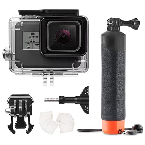 FitStill 60M/196FT Wasserdichtes Unterwassergehäuse und Schwimmendem Griff, geeignet für Go Pro Hero 7/6/5/2018 Black Zubehör Tauchset