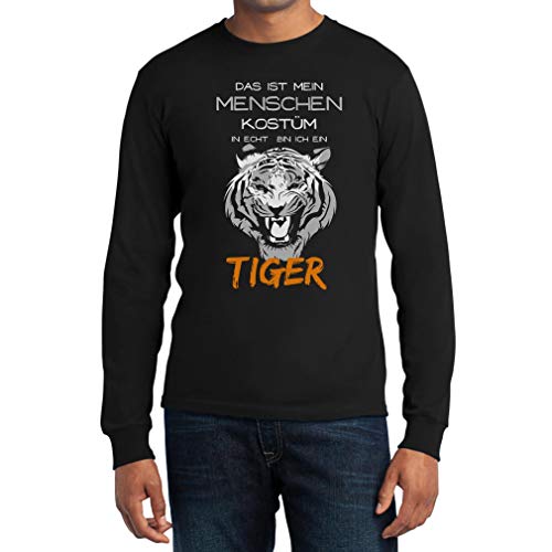 Menschen Kostüm in echt Bin ich EIN Tieger Karnevalkostüm Herren Langarm T-Shirt Medium Schwarz