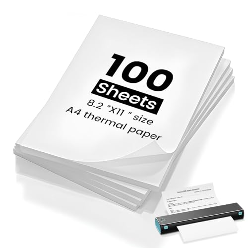 (100 Blatt) Thermopapier A4, kompatibel mit den meisten A4 Thermodruckern, schnelltrocknendes a4 Thermopapier, BPA-frei, Thermodrucker Papier für Dokumenten, Webseiten und Fotos.