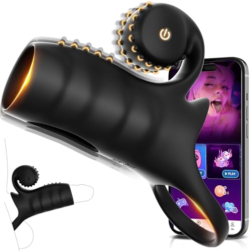 Penishülle Sex Spielzeug für die Paare Extrem Sex Penisring mit Klitorisstimulator, Penis Vibrator Sexspielzeug für Frau Männer Beide Zusammen Penisringe 9Modi Cock Ring für Penisverlängerung Schwarz