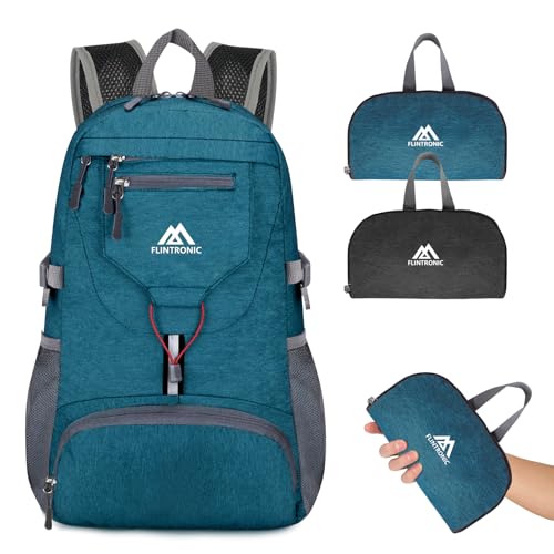 flintronic Leicht Wanderrucksack Klein, 20L Faltbarer Rucksack Ultra Leicht, Unisex Tagesrucksack Outdoor, Wasserdichter Wanderrucksack für Camping, Outdoor, Wandern, Radfahren (Grün)