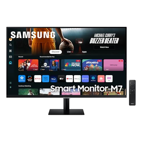 Samsung M70D Smart Monitor, 32 Zoll, 4K AI Upscaling, UHD, 60 Hz, Streaming-Monitor mit Entertainment und Gaming Hub, Bildschirm mit Lautsprechern, Smart TV Apps mit Fernbedienung, LS32DM700UUXEN