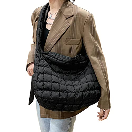 BRIXBEE Damen Handtasche Shopper,Winter Raum Pad Baumwolle Unten Lattic Crossbody Taschen für Büro SchuleTrend Handtaschen Weibliche