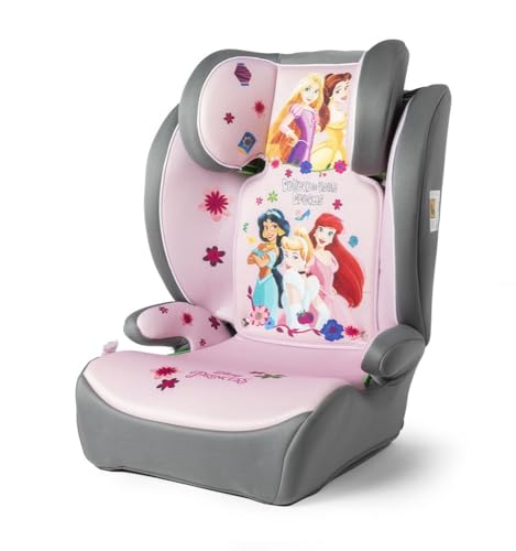 Tataway Disney Prinzessinnen i-Size, Kindersitzerhöhung 15–36 kg (3,5–12 J.), 100–150 cm, Kindersitz Gruppe 2/3, Mit 3-Punkt-Gurt befestigen, rosa und grau