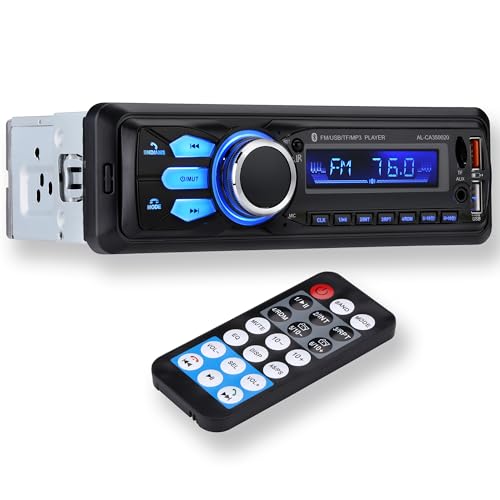 Altaudia Autoradio Auto - 1 DIN - 4x45W - Bluetooth 5.0, AUX-Funktion, MP3-Player und x2 USB, FM, Freisprechfunktion, 7 Farben, Fernbedienung, Speicherfunktion, LCD-Display, iOS & Android