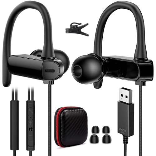 TOPAUX USB-Anschluss Kopfhörer mit Mikrofon für Chromebook PC Laptop Computer, 230CM Langes Kabel Stereo-Headset, Mikrofon mit Rauschunterdrückung,Over-Ear-Kopfhörer für Zoom,Office,Gaming